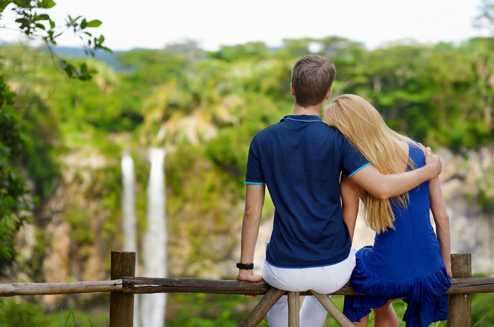 Honeymooners At Chamarel Waterfalls